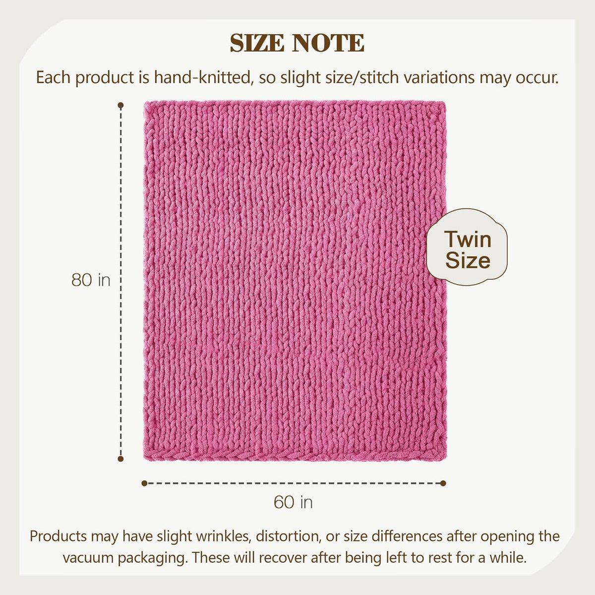 Carriediosa Chunky Knit Throw Blanket 60" X 80" Twin, 100% Hand Made Large Chenille Loop Yarn Soft
