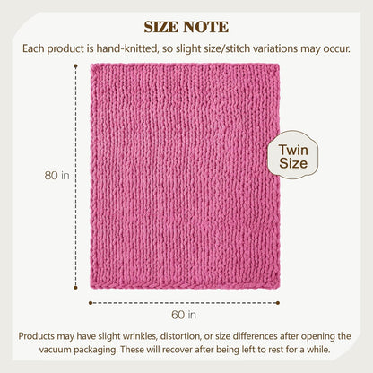 Carriediosa Chunky Knit Throw Blanket 60" X 80" Twin, 100% Hand Made Large Chenille Loop Yarn Soft