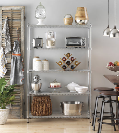 Whitmor 5 Tier Heavy Duty Shelving Unit, Metal Storage Shelves, 500 lbs Capacity per Shelf, Max