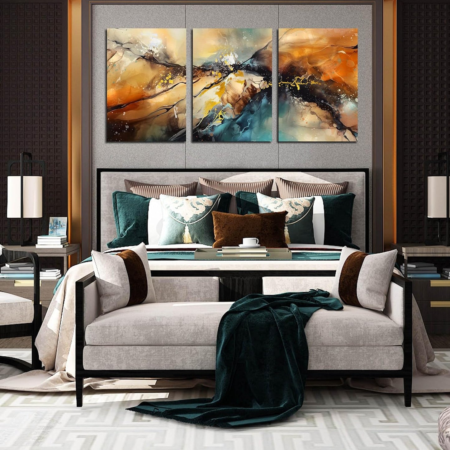 Abstract Living Room Pictures Wall Decor - Modern Bedroom Wall Decor Above Bed - Large 3 Piece
