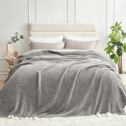 Snuggle Sac Oversized Grey Blanket Twin XL 66X90 for Bed, Reversible Super Soft Warm Cozy Knit