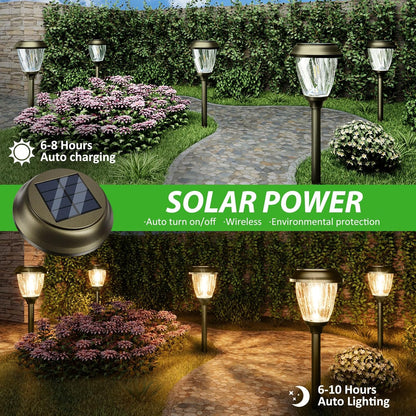 XMCOSY+ Solar Pathway Lights Outdoor, 10/25 LM in 2 Lighting Modes, Glass Stainless Steel