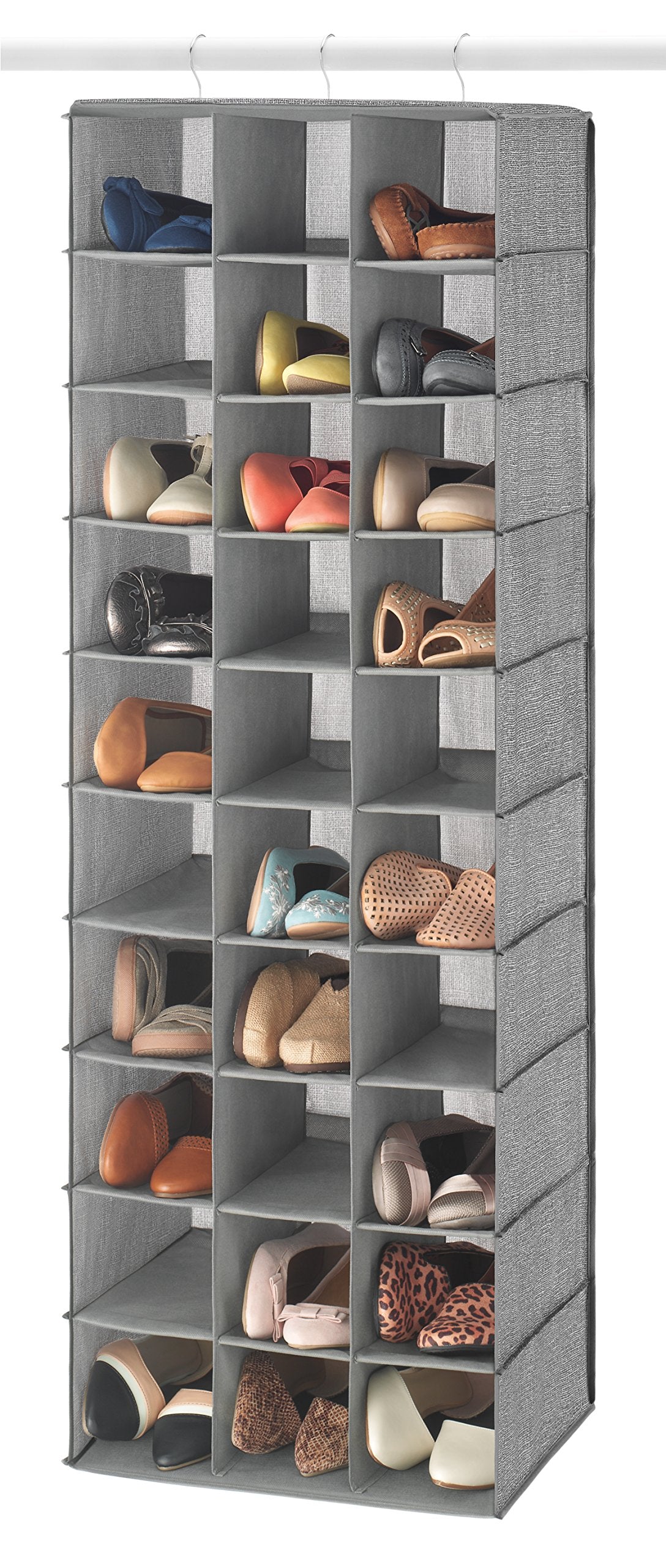 Whitmor 30 Sections Hanging Clothes Closet Shoe Organizer, Space Saving Breathable Fabric Shoe