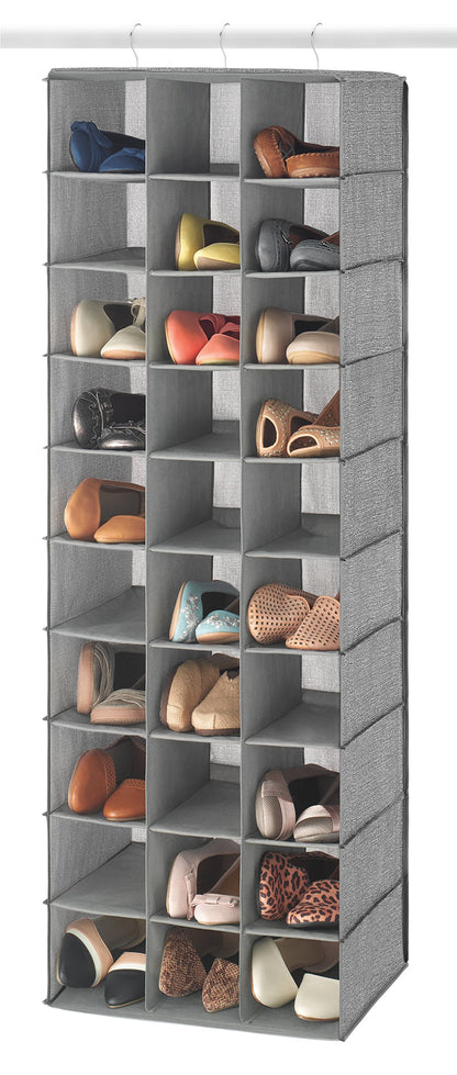 Whitmor 30 Sections Hanging Clothes Closet Shoe Organizer, Space Saving Breathable Fabric Shoe