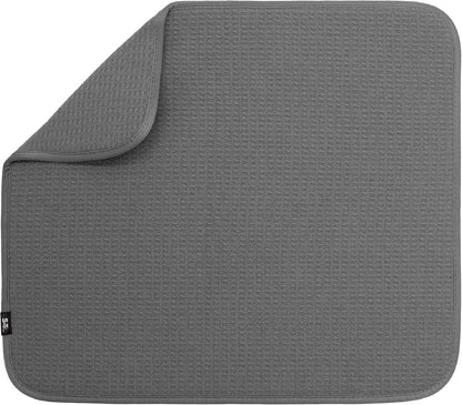 S&T INC. Dish Drying Mat, 16” x 18”, Absorbent Microfiber Kitchen Counter Mat, Dish Drying Pad for