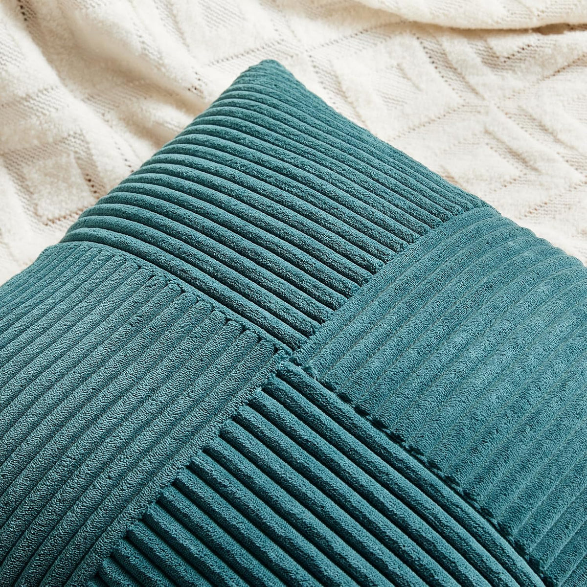 Fancy Homi 2 Packs Teal Decorative Throw Pillow Covers 18x18 Inch for Living Room Couch Bed Sofa