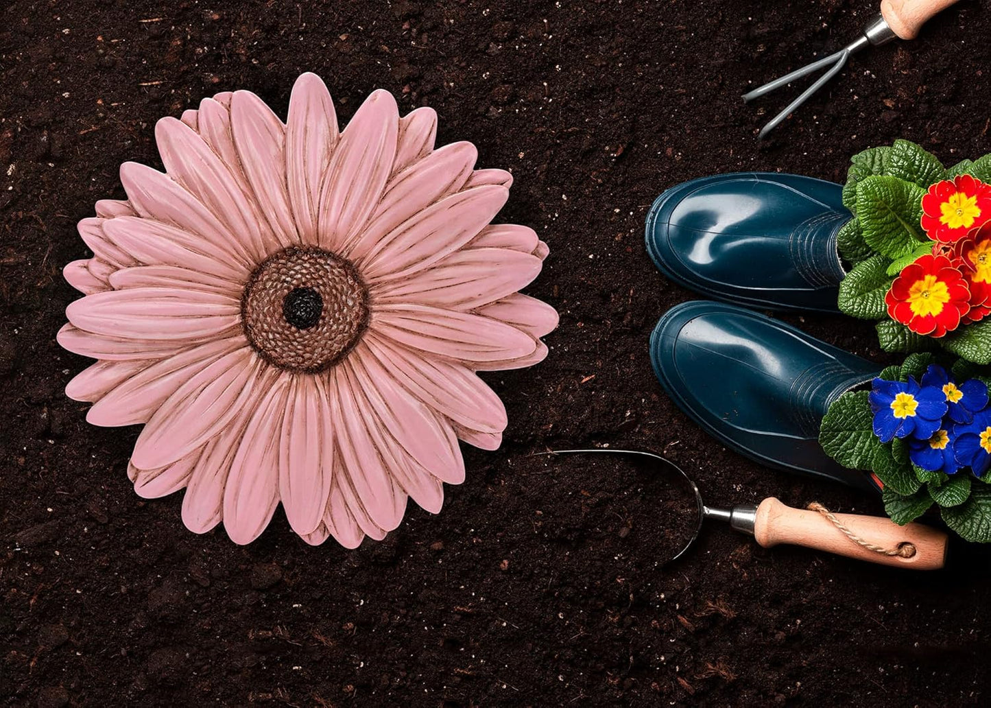 NAT & Jules Gerbera Daisy Flower Shaped Dimensional Indoor Outdoor 12 inch Cast Resin Decorative