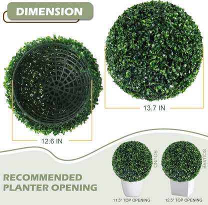 Ogrmar 2 PCS 13.7 inch 2 Layers Artificial Plant Topiary Ball Faux Boxwood Decorative Balls for