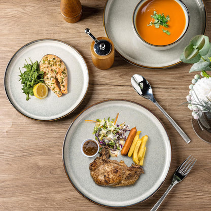 GBHOME Ceramic Dinnerware Sets for 8, 24 Pieces Stoneware Plates and Bowls Sets, Scratch Resistant