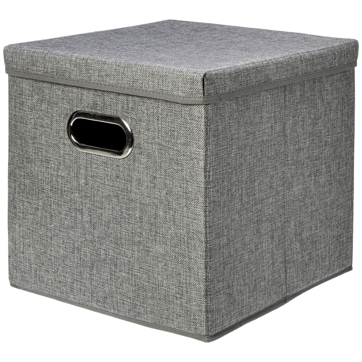 Amazon Basics Foldable Burlap Cloth Cube Storage Bins with Lid, Collapsible Organizing Containers