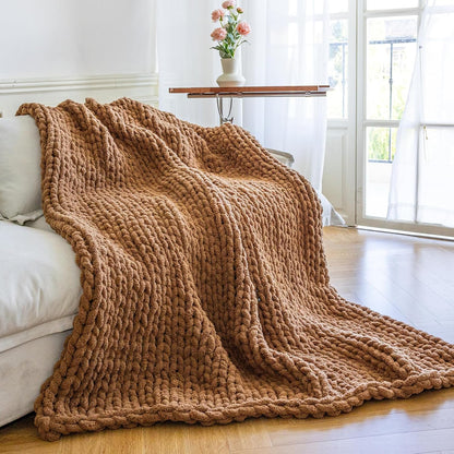 Chunky Knit Blanket - Luxury Soft Cozy 40 * 50 Throw Blanket,100% Woven Blanket Rope Knot Throw
