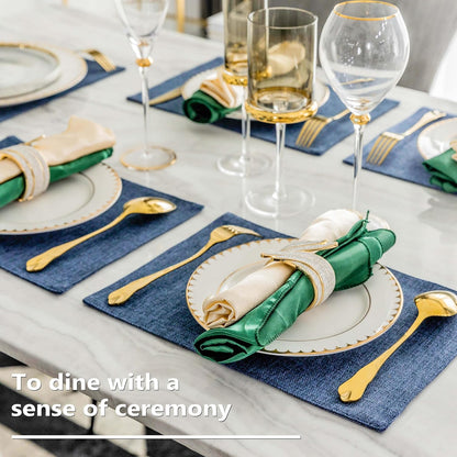 Home Brilliant Set of 8 Placemats Blue Placemats Heat Resistant Dining Table Place Mats Kitchen