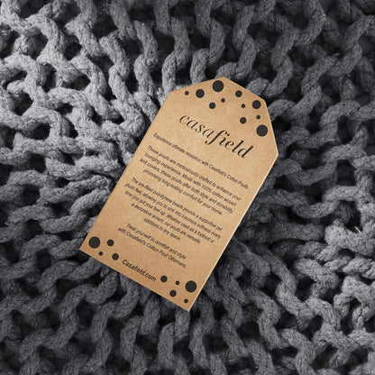 Casafield Round Pouf Ottoman, Dark Gray - 20" Diameter x 14.5" High Cotton Knit Foot Stool - Boho