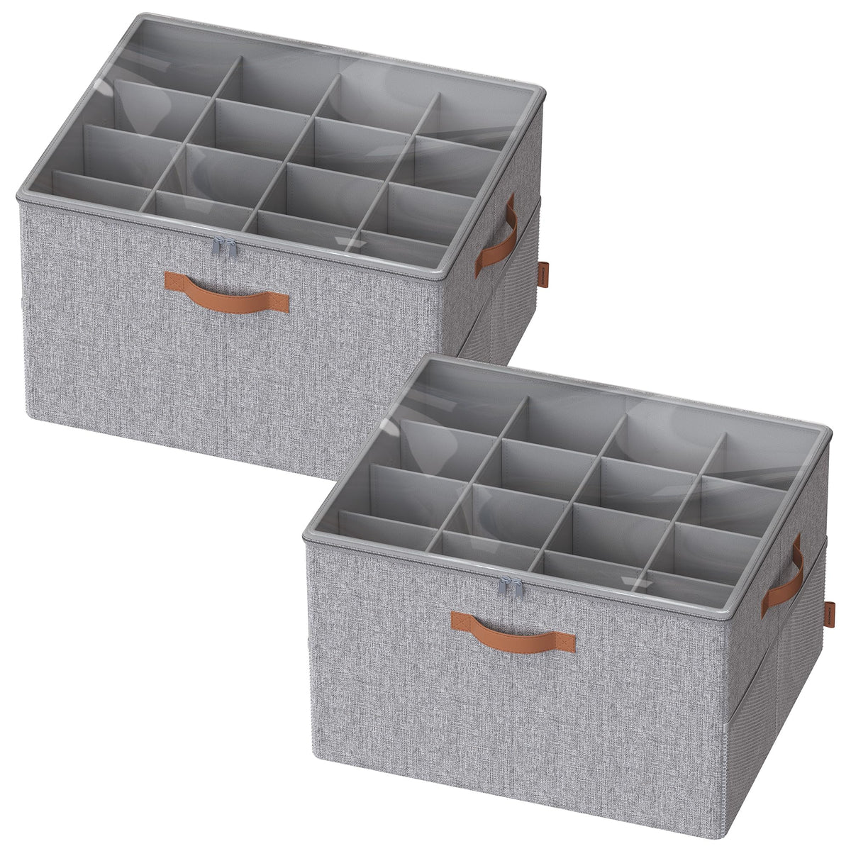 SONGMICS Shoe Organizers for Closet, Pack 2 Shoe Storage Bins, Fits 32 Pairs, Fabric Containers