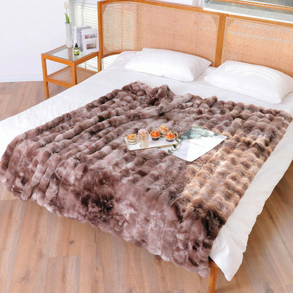 UKELER Plush Furry Throw Blanket Large Super Soft Fluffy Blankets Throws for Bed, Couch, Sofa
