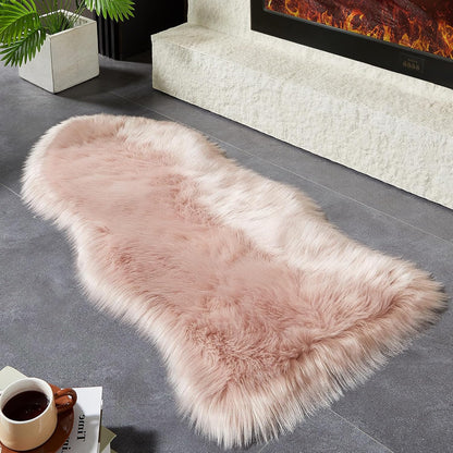 AMTOVO Faux Fur Rug, Pink Area Rug, Fluffy Sheepskin Rug, Fuzzy Ultra Soft 2 x 4 ft Shag Rugs for