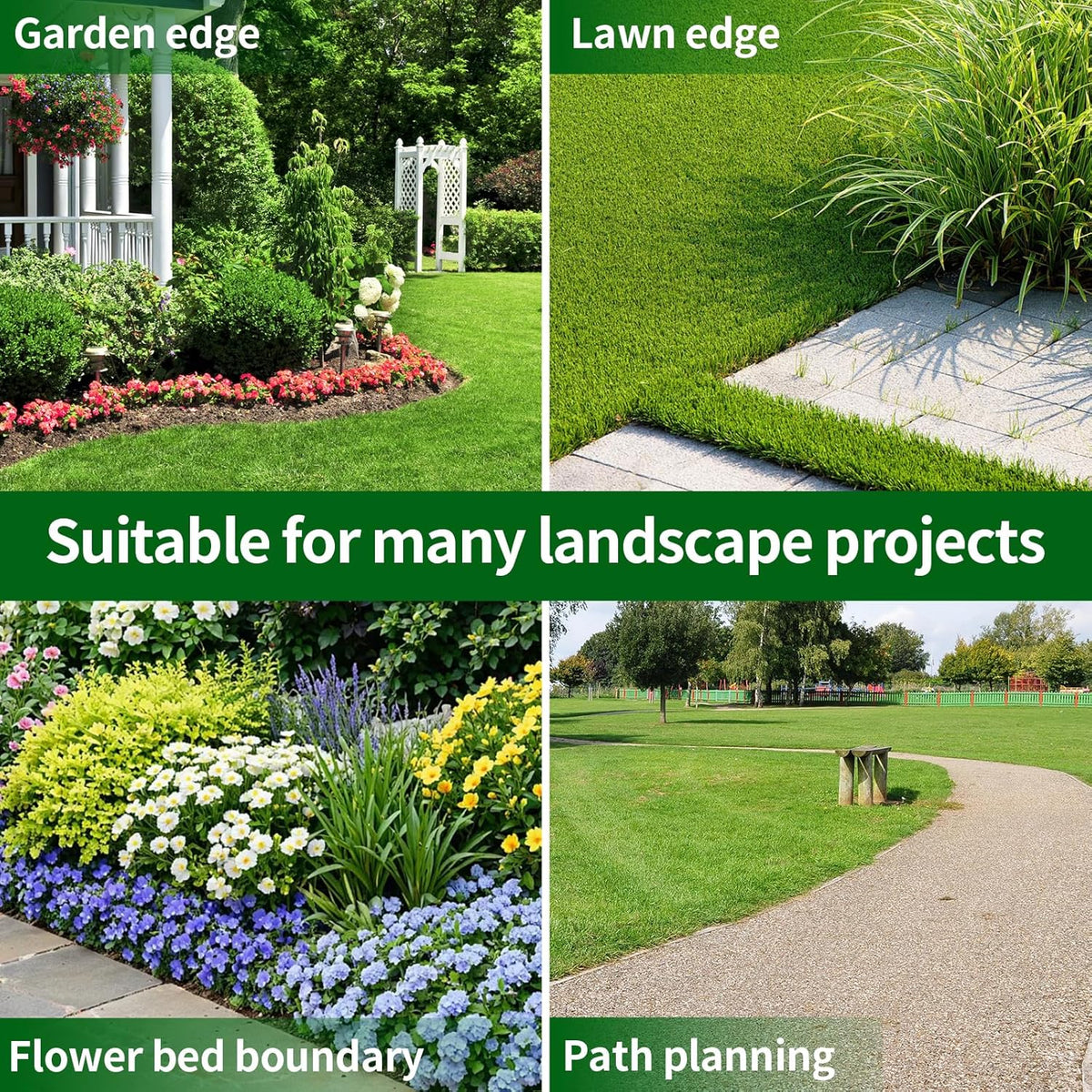 4 in x 100 Ft Garden Landscape Edging, No Dig Garden Edging Border Kit with 184 Pcs Spikes for