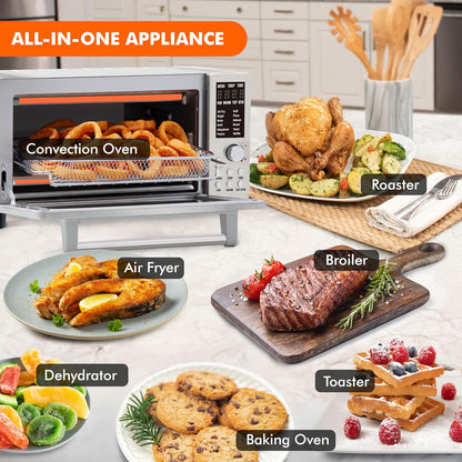 Nuwave Bravo Air Fryer Toaster Smart Oven, 10-in-1 Countertop Convection, 1800 Watts, 21-Qt