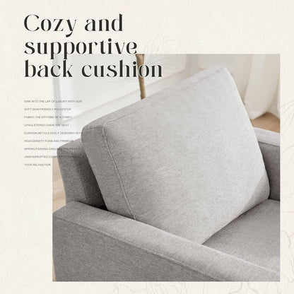 Mid-Century Accent Chair,Modern Linen Fabric Armchair for Living Room,Comfy Upholstered Reading
