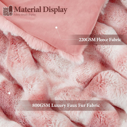 Luxury 1000GSM Faux Rabbit Fur Throw Blanket for Woman, Super Heavy Warm Cozy Blankets for Her for