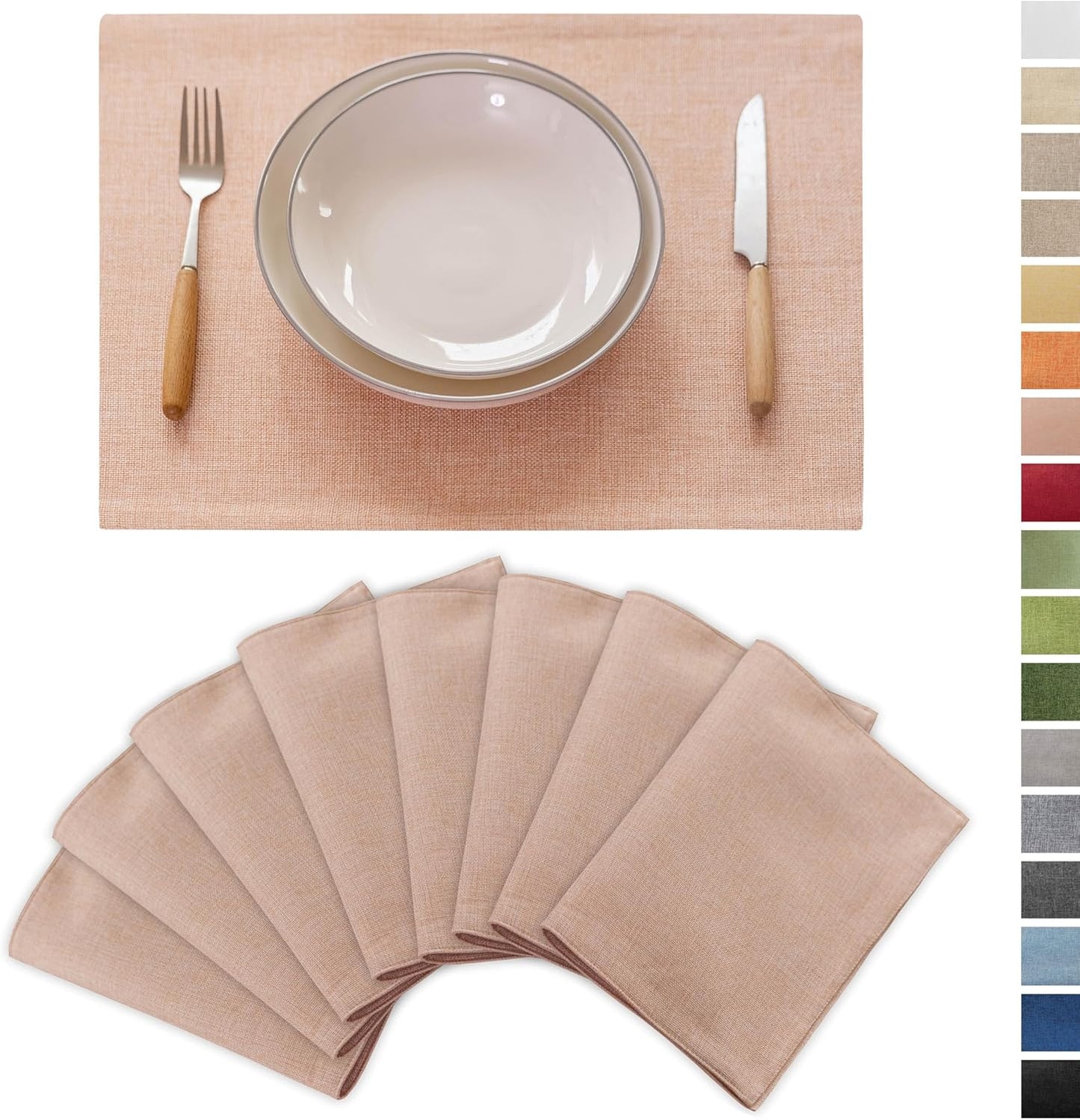Demetex Pink Placemats Set of 8 Heat Resistant Cloth Place Mats Rectangle Linen Table Placemat for