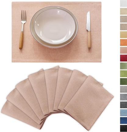 Demetex Pink Placemats Set of 8 Heat Resistant Cloth Place Mats Rectangle Linen Table Placemat for