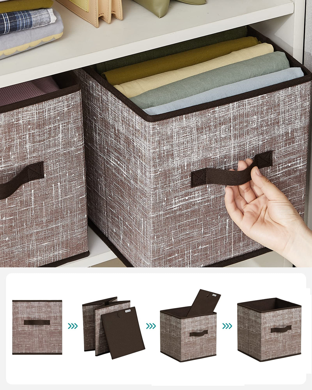 SONGMICS Storage Cubes, Set of 6, 11-Inch Foldable Closet Organizers