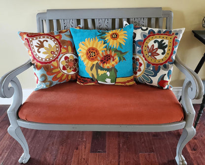 Turquoise Van Gogh Sunflower Pillow Cover Teal Floral Sofa Pillowcase Flower Chair Cushion Accent