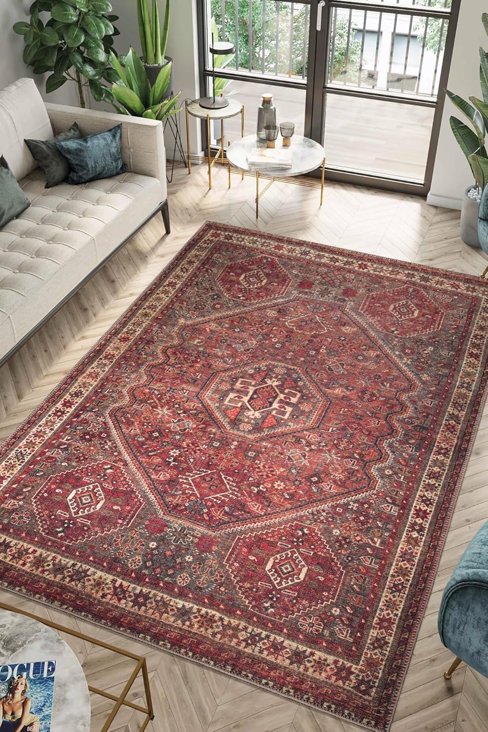 Keen Home Design 5x7 Rug - Machine Washable Area Rug with Non-Slip Backing, Ideal for Living Room
