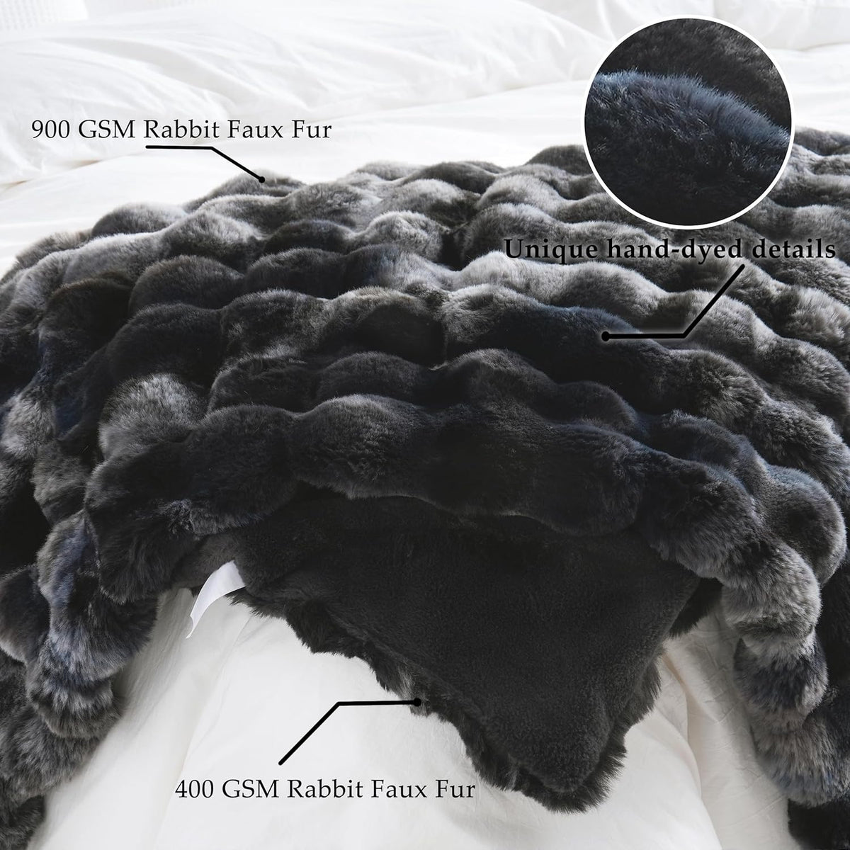 BENVWE Fluffy Faux Fur Throw Blanket for Couch, Soft Plush Thick Cozy Fuzzy Luxury Minky Bubble