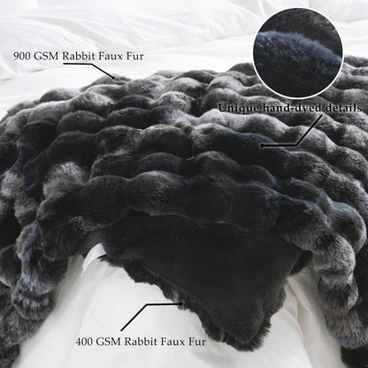 BENVWE Fluffy Faux Fur Throw Blanket for Couch, Soft Plush Thick Cozy Fuzzy Luxury Minky Bubble