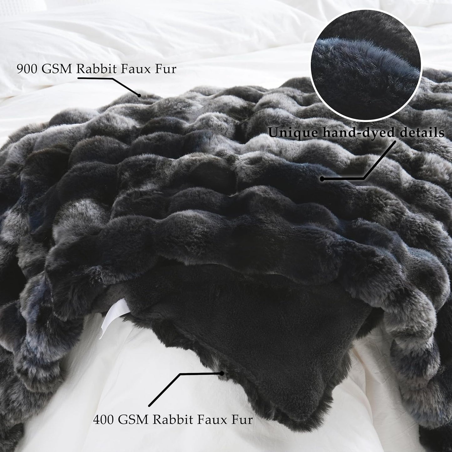 BENVWE Fluffy Faux Fur Throw Blanket for Couch, Soft Plush Thick Cozy Fuzzy Luxury Minky Bubble