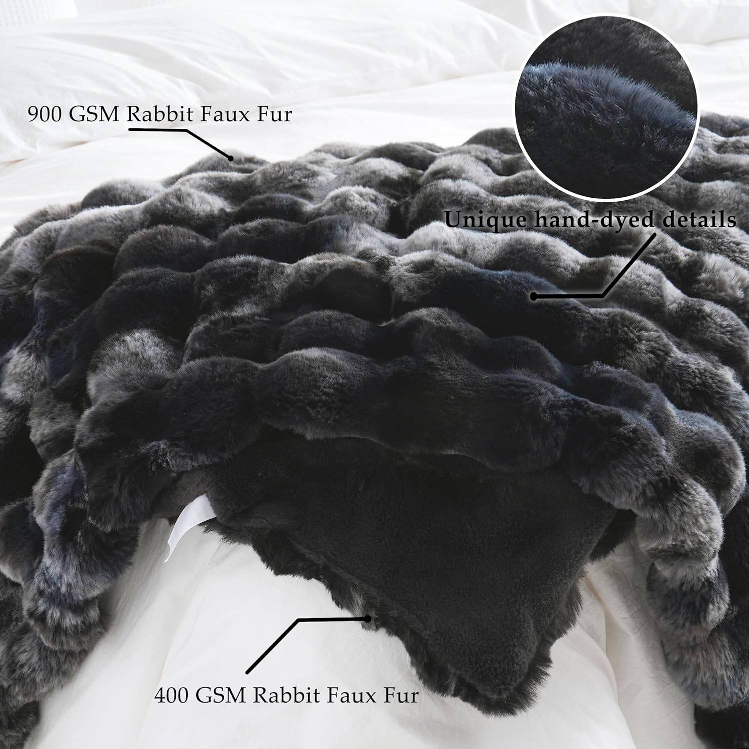BENVWE Fluffy Faux Fur Throw Blanket for Couch, Soft Plush Thick Cozy Fuzzy Luxury Minky Bubble