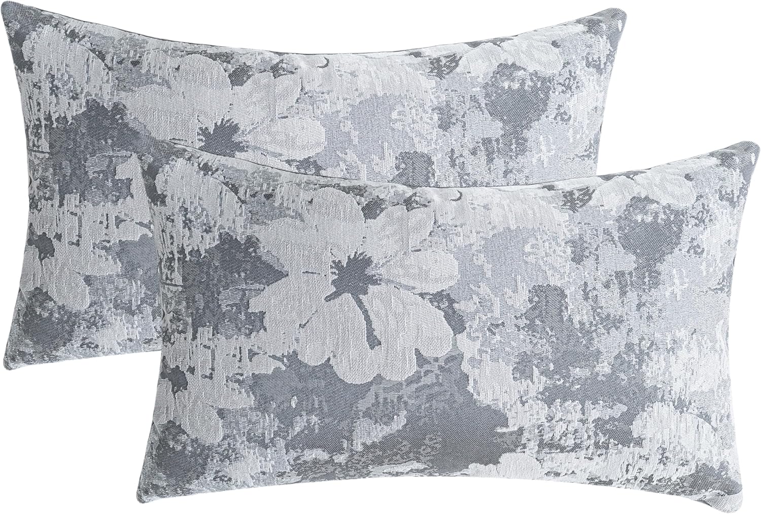 Jacquard Throw Pillow Covers 12x20 Inch Set of 2 - Vintage Floral Boho Pillow Cases with Botanical