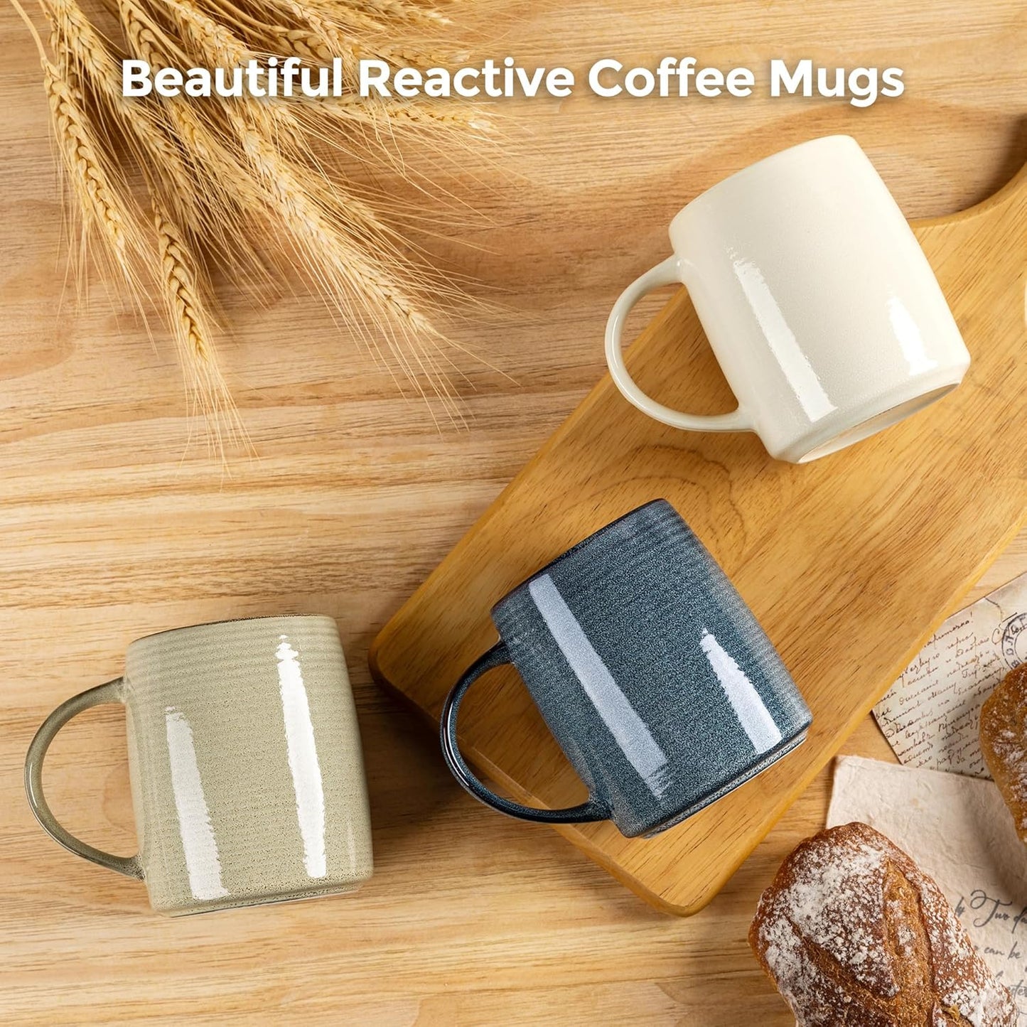 GBHOME Large Coffee Mugs Set of 4, 18oz Handmade Ceramic Coffee Mugs Set with Gradient color for