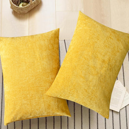 CaliTime Throw Pillow Covers Decorative 20 X 26 Inches Pack of 2 Cozy Chenille Standard Pillow