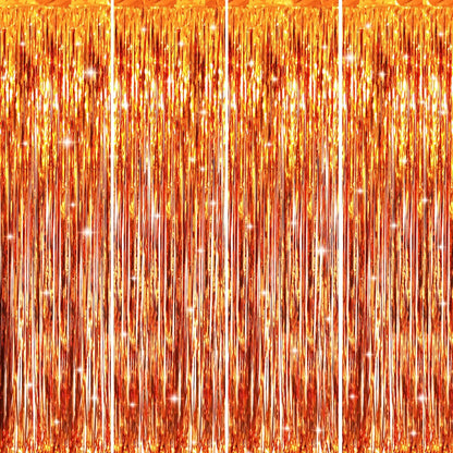 GOER 3.2 ft x 8.2 ft Metallic Tinsel Foil Fringe Curtains Party Photo Backdrop Party Streamers for