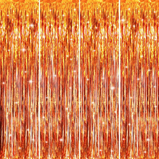 GOER 3.2 ft x 8.2 ft Metallic Tinsel Foil Fringe Curtains Party Photo Backdrop Party Streamers for