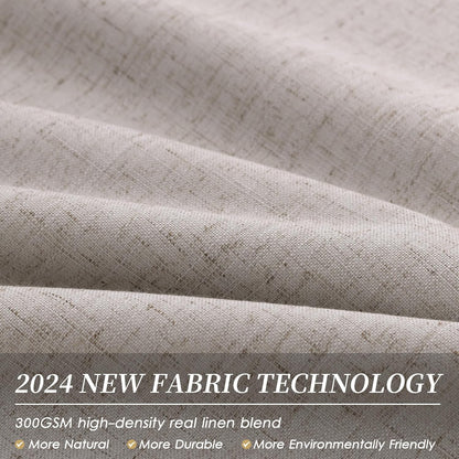 BOODII 108 Inch Black Out Curtains 2 Panels Set Back Tab Thermal Insulated Natural Linen Textured