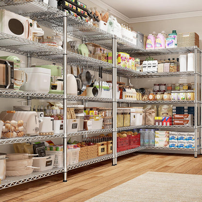 REIBII 69.8" W Storage Shelves 1510LBS Wire Shelving Unit 5 Tier Metal Shelving for Storage Rack