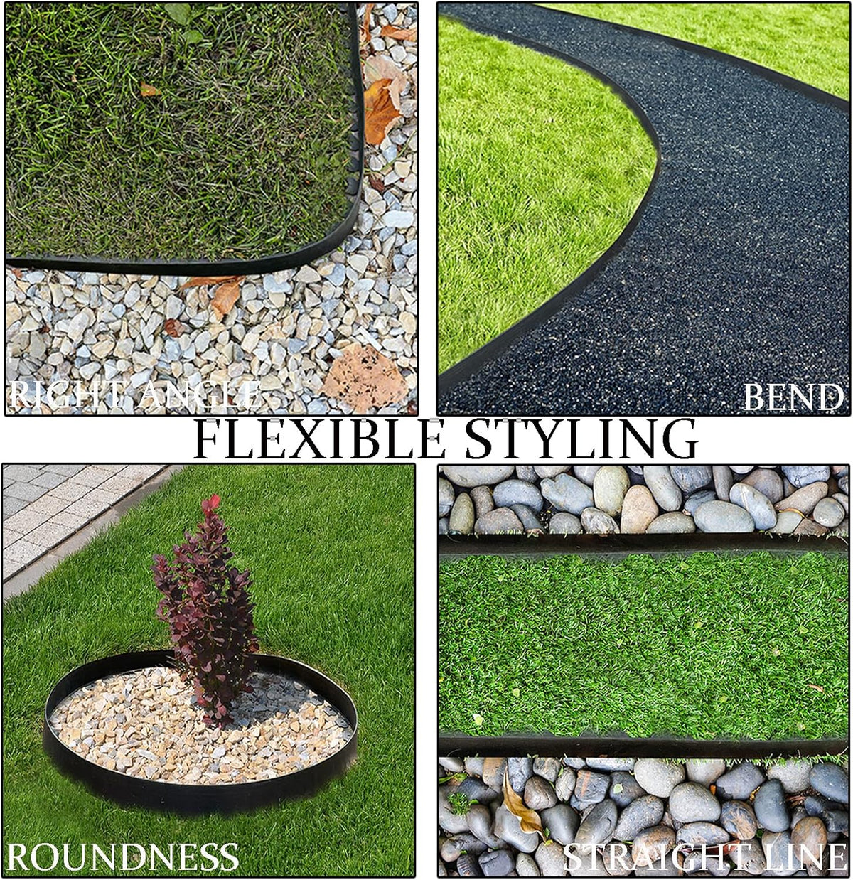 Landscape Edging 33FT, Garden Edging (4IN High) with 30pcs Spikes, Plastic Lawn Edging Flexible for