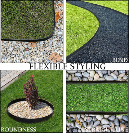 Landscape Edging 33FT, Garden Edging (4IN High) with 30pcs Spikes, Plastic Lawn Edging Flexible for