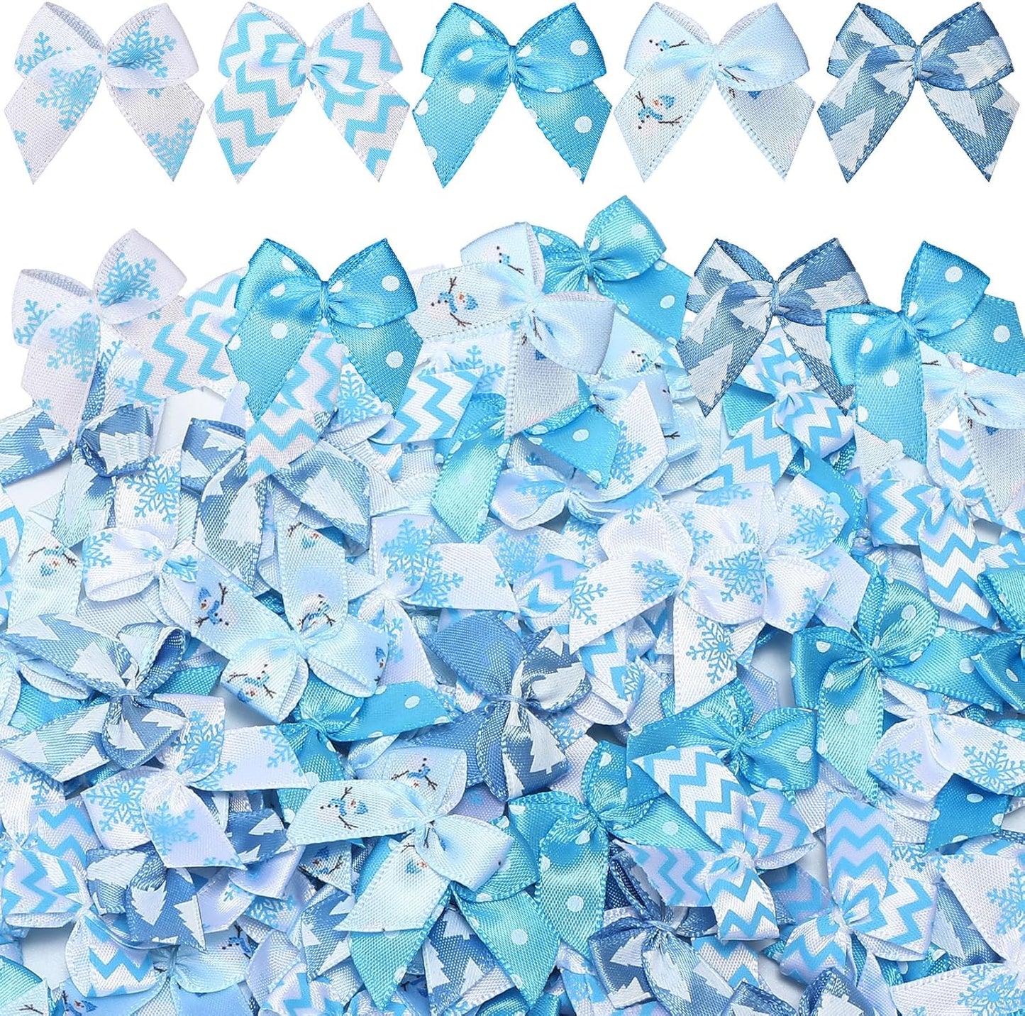 Syhood 150 Pcs Christmas Mini Bow Tiny Twist Tie Bow Handmade Craft Ribbon for DIY Sewing Party