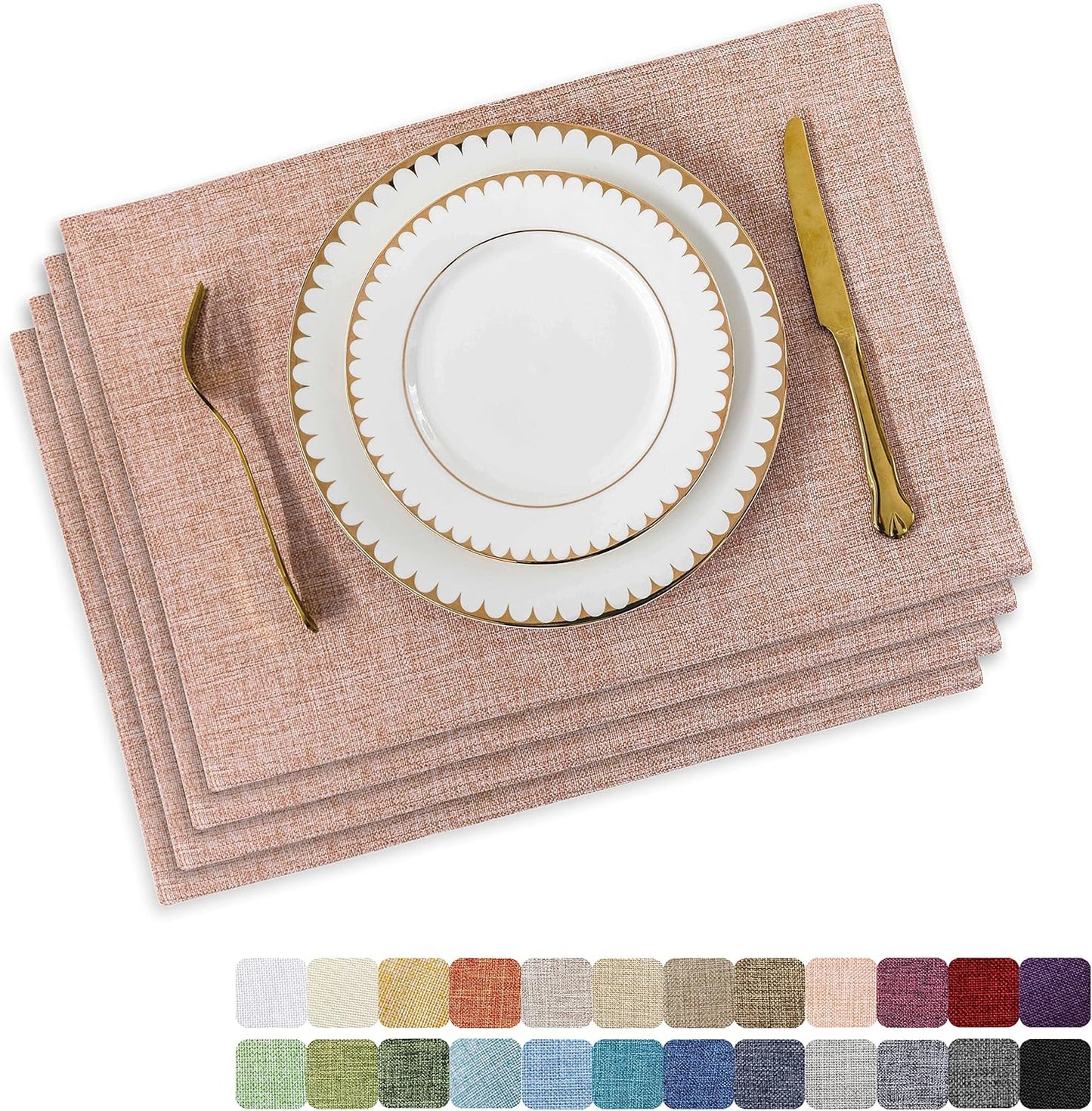 Home Brilliant Placemats Set of 4 Heat Resistant Dining Table Place Mats for Kitchen Table Party