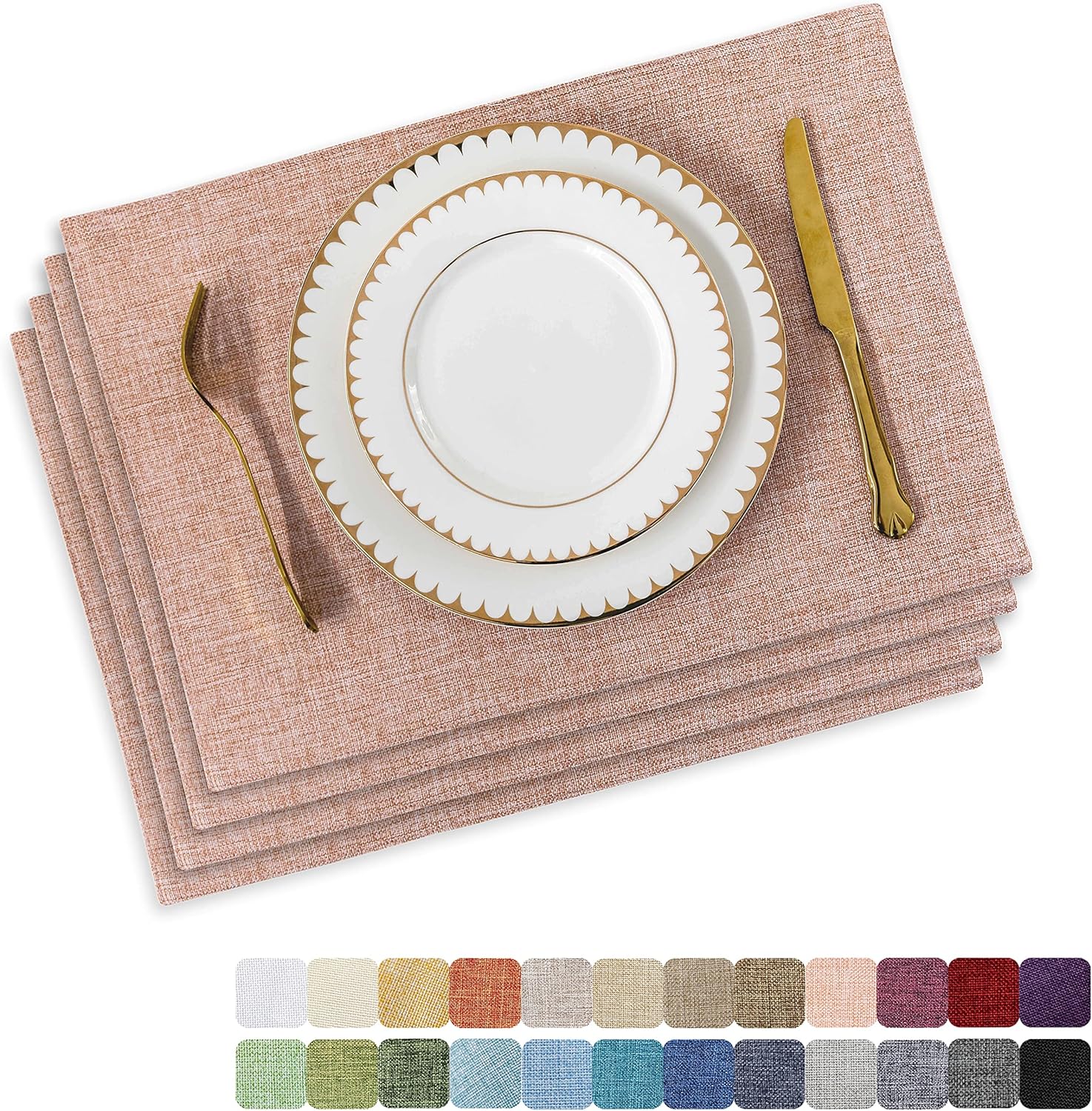 Home Brilliant Placemats Set of 4 Heat Resistant Dining Table Place Mats for Kitchen Table Party