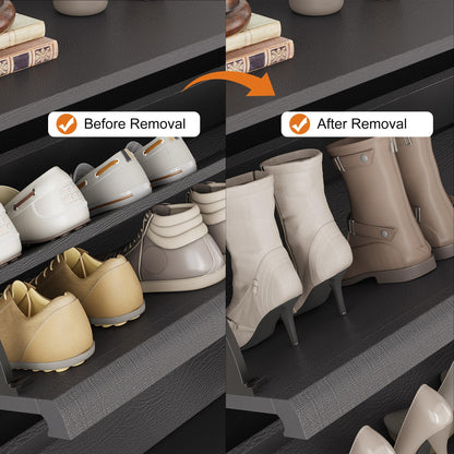 GarveeHome Shoe Cabinet with 6 Flip Drawers, Wooden Shoe Organizer Cabinet with Adjustable Shelf