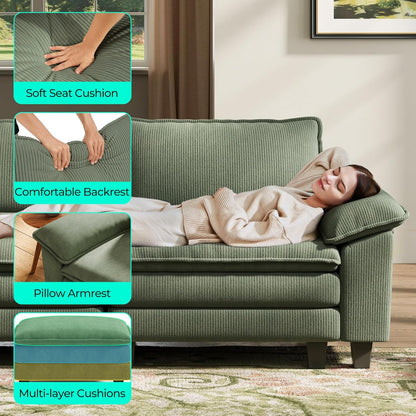 LINSY HOME Modular Sectional Sofa - 123'' Oversized Corduroy Cloud Couch L Shaped Couch with