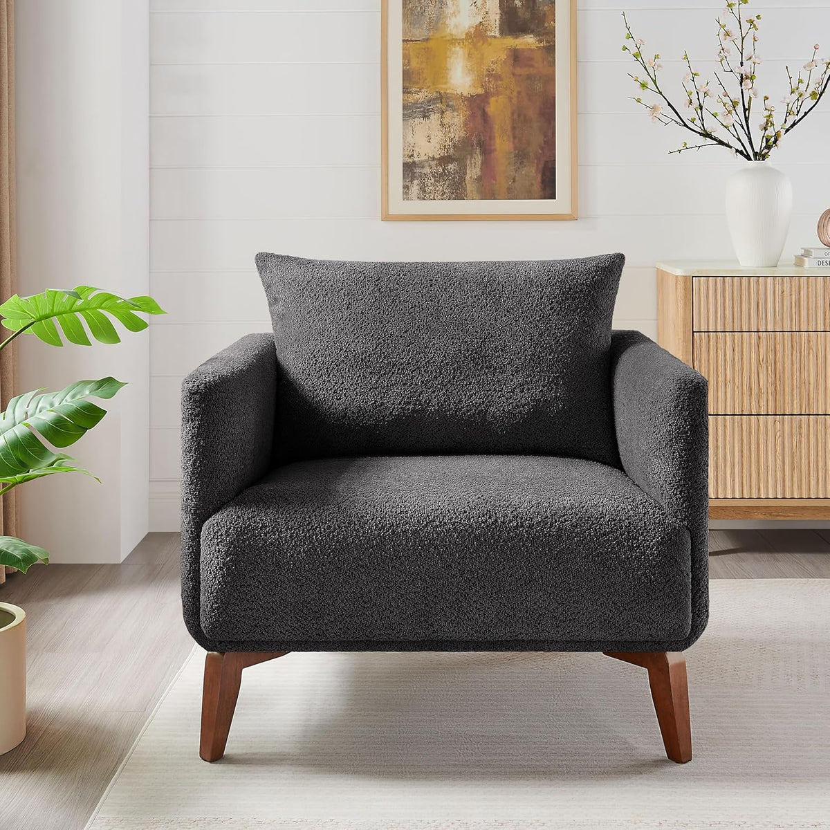 Oversized Accent Chair Modern Boucle Armchair for Living Room Sets of 2 - 37" Wide & Cozy Reading