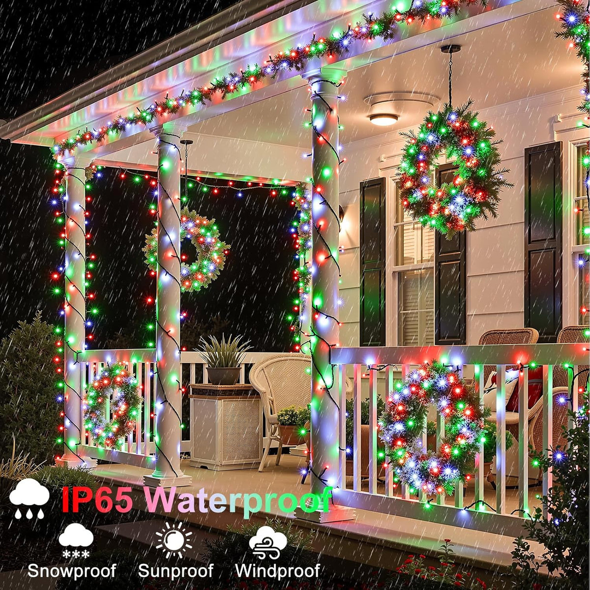 66FT 200 LED Christmas Lights Outdoor, Christmas Tree Lights with 8 Modes Waterproof, Plug in