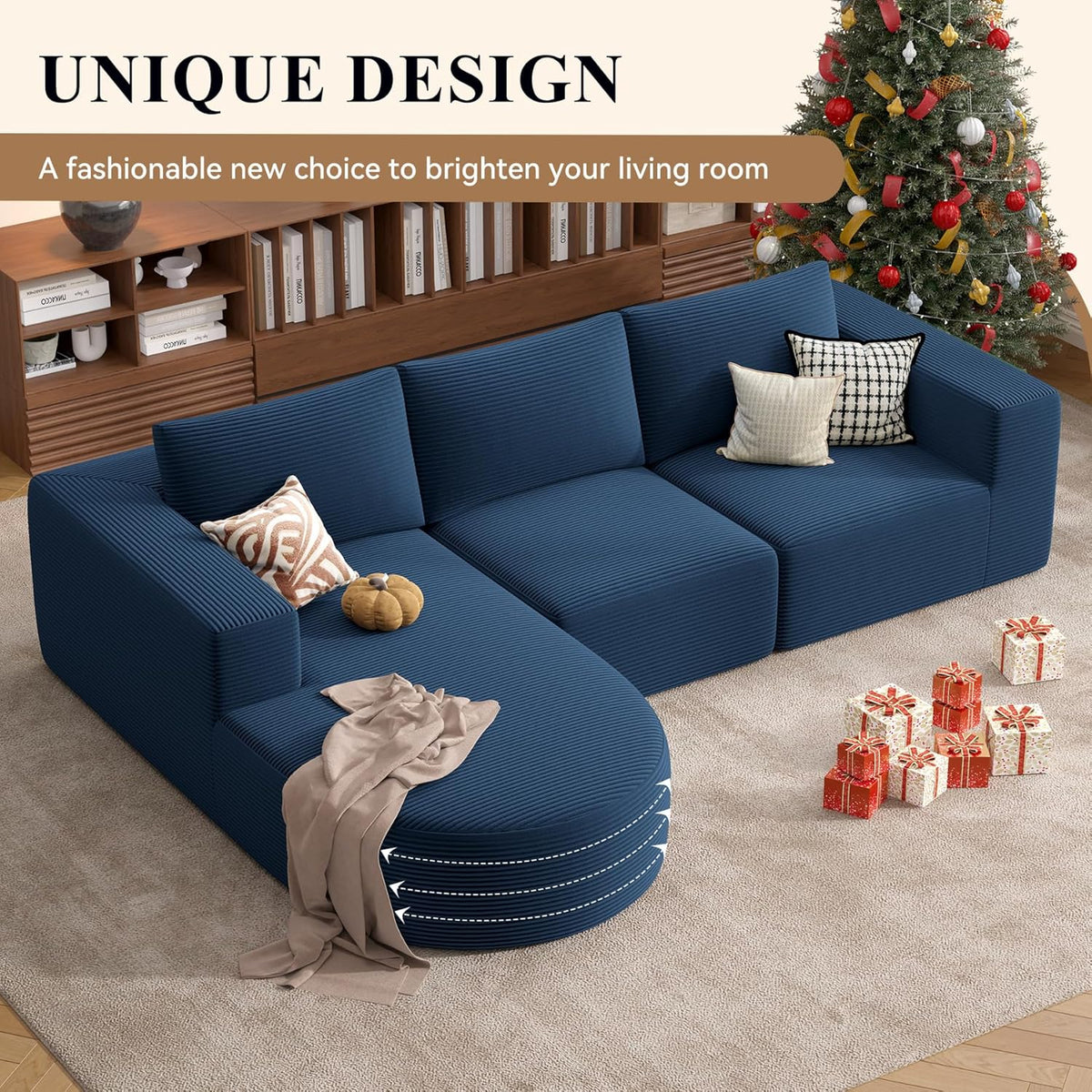 Modular Sectional Sofa with L-Shape Chaise,Cloud Sectional Modern Sleeper Couch with Deep